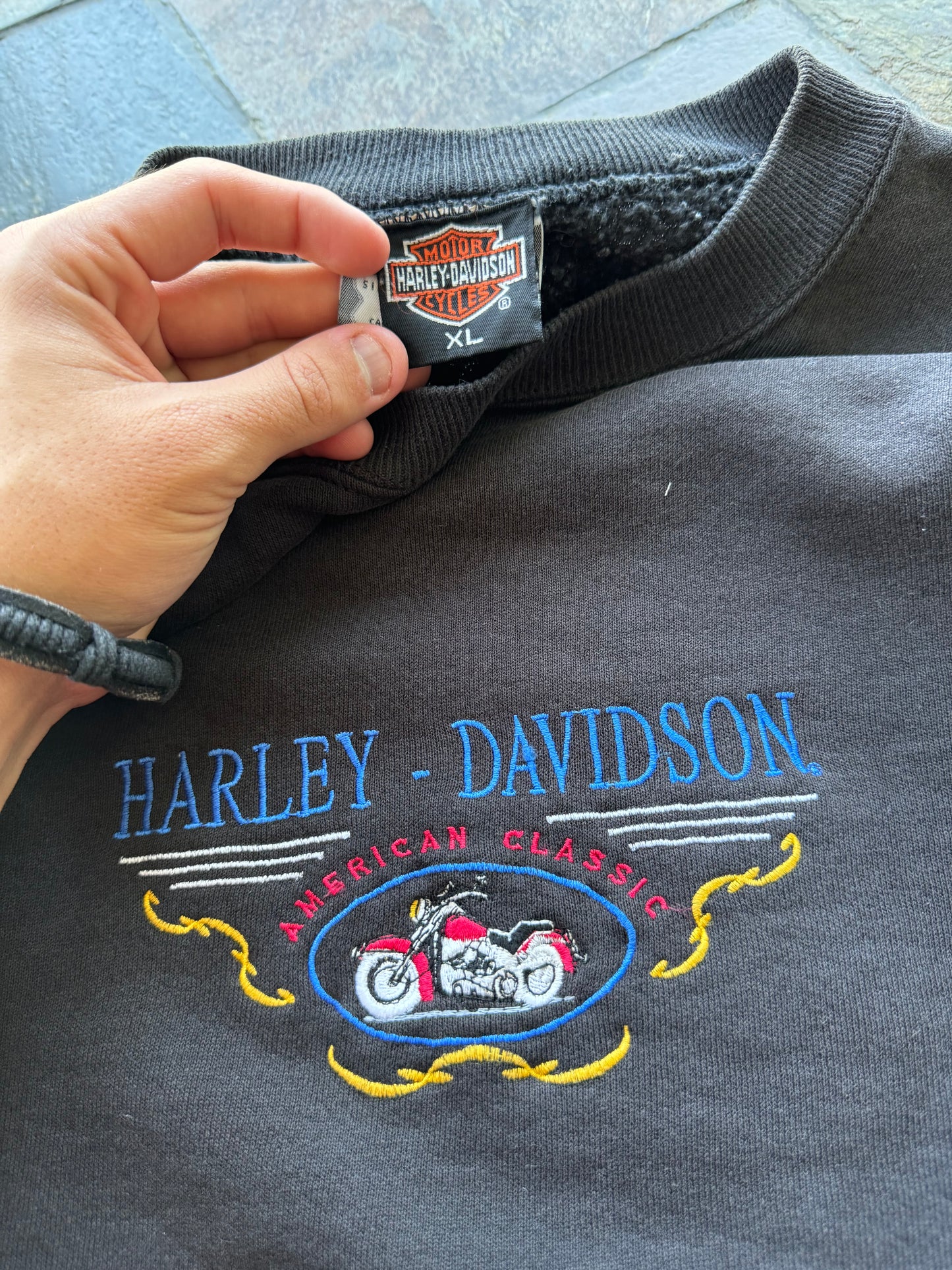 (XL) Vintage Harley Davidson Embroidered Sweater