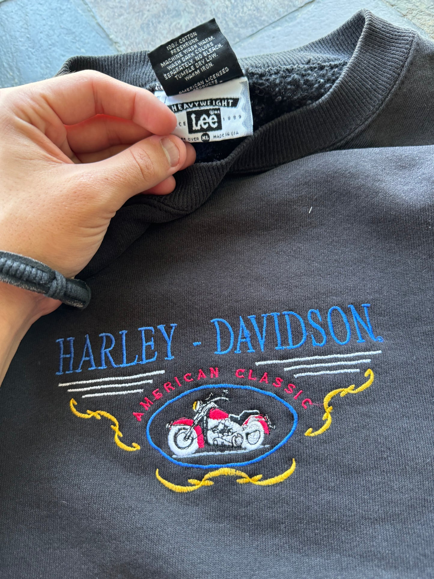 (XL) Vintage Harley Davidson Embroidered Sweater