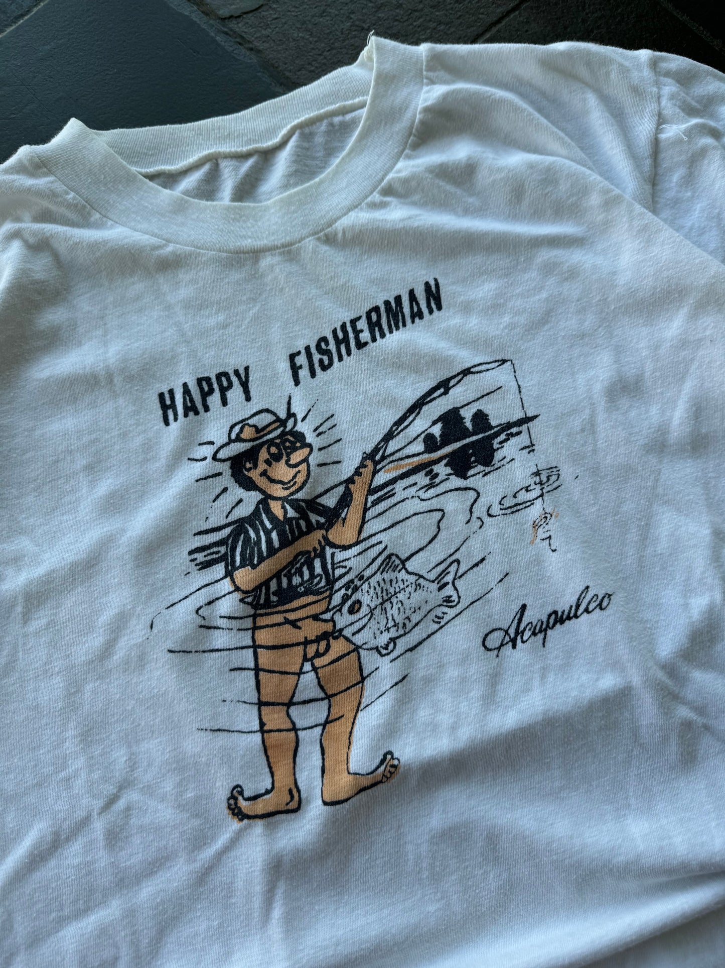 (M)Vintage 80s Happy Fisherman Tee